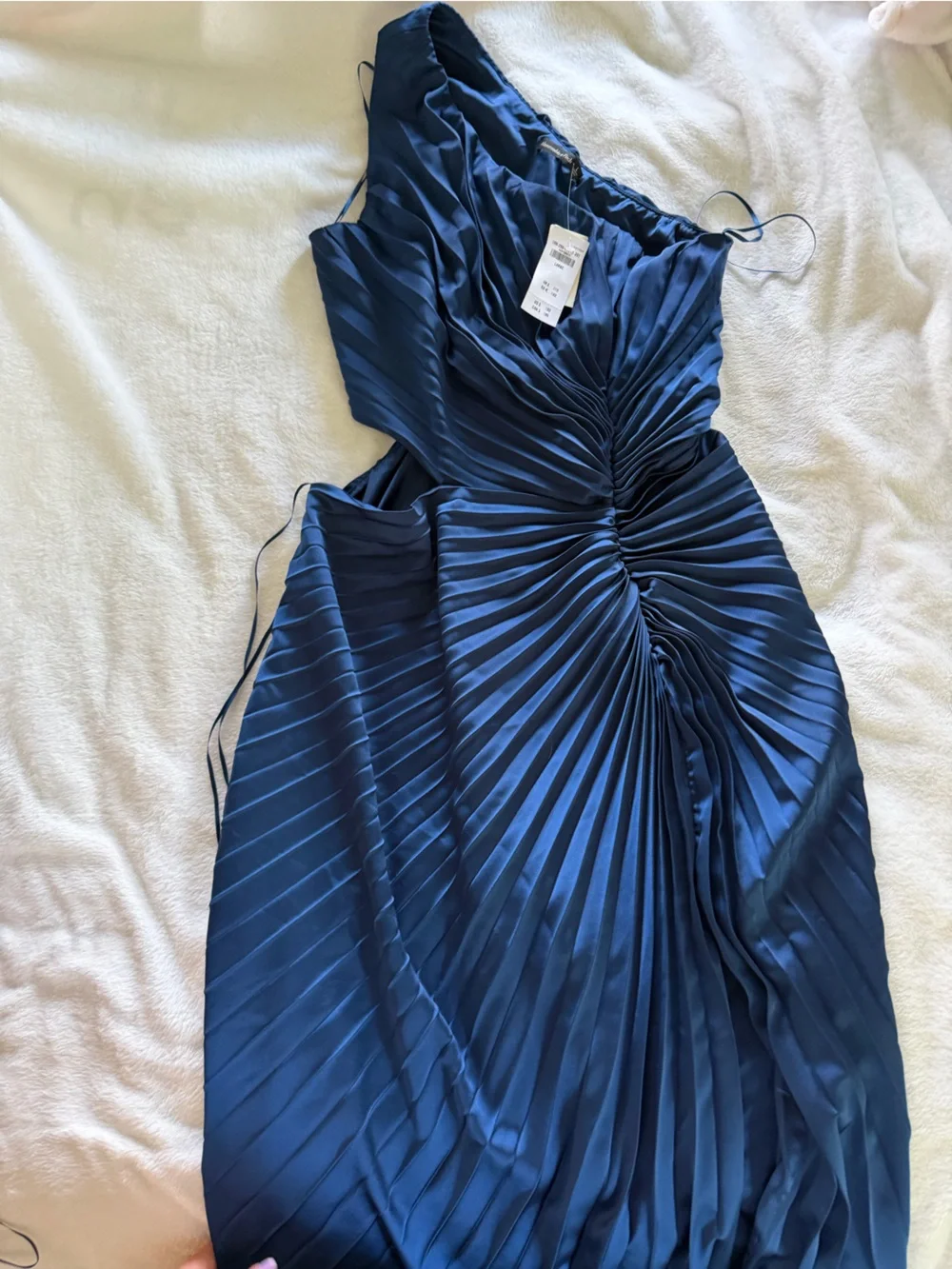 Navy Blue Pleated Dress